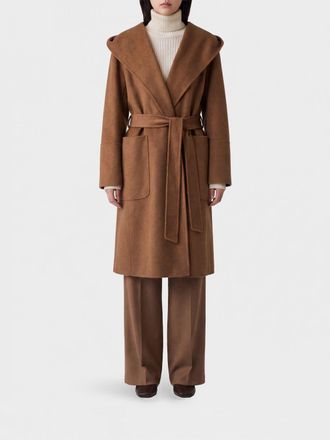 Max Mara S Max Mara Virgin Wool Robe Coat with Hood and Belt