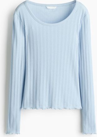 H&M Shirt aus Pointelle-Jersey - Hellblau