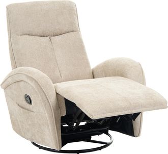 Beliani Sill&oacute;n Reclinable Giratorio 360&deg; Tapizado De Chenilla Con Reposabrazos Beige Claro Danae