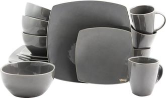 Gibson Home Square Dinnerware Set, Set of 16 Piece in Grey at Nordstrom