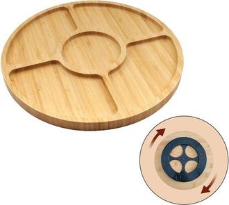 OEM Bandejas Para Servir, Bandejas Giratorias, Bandejas De Bamb&uacute;, Bandejas Redondas, 25252,5 Cm, Entrantes, Fruta, Carne, Pan, Color Madera