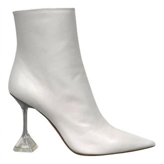 Amina Muaddi Womens Giorgia Croc Leather Mid-Calf Boots In White