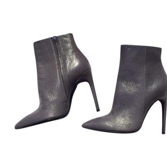 Pollini Metallic Leather Ankle Boots Size 36