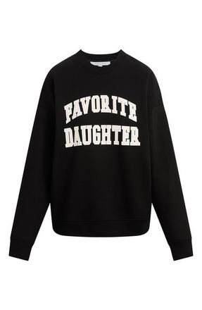 Favorite Daughter Collegiate Cotton Blend Sweatshirt in Black/Pale Pink at Nordstrom, Size X-Large