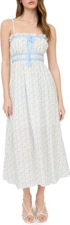Blu Pepper Bow and Flower Stripe Midi Dress in Blue Multi at Nordstrom Rack, Size Medium