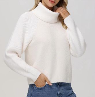 525 america Mckenzie Mixed Media Removeable Collar Sweater In Sea Salt