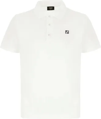 Fendi Tops, Heren, Wit, L, Katoen, Polo Shirt