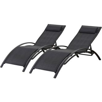 Habitat et Jardin Juego De 2 Tumbonas Beauty phoenix De Aluminio Negro
