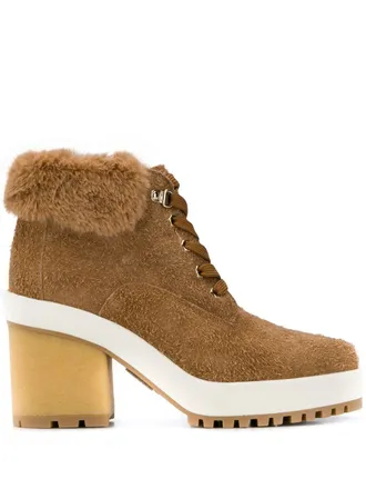 Hogan faux fur ankle boots - women - Leather/Leather/Rubber - 40 - Neutrals