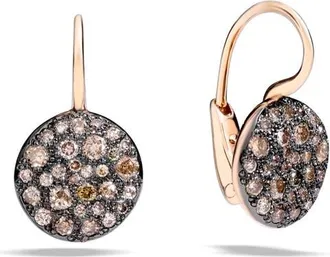 POMELLATO Sabbia Diamond Disc Drop Earrings in Rose Gold/brown Diamond at Nordstrom