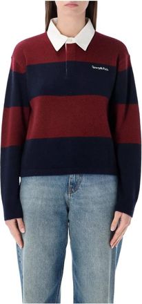 Sporty & Rich Serif Logo Cashmere Rugby Polo - Dames - Cashmere truien - Veelkleurig - S - Katoen - Truien & Vesten