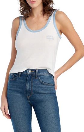 Favorite Daughter The Collegiate Ringer Graphic Tank in White/Sea Blue at Nordstrom, Size X-Small