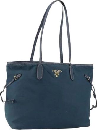 Prada Pre-owned Vintage Nylon Tote Bag - Dames - Vintage Shopper - Blauw - ONE Size - Nylon - Vintage