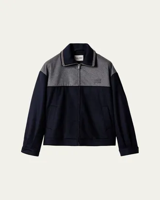 Miu Miu Brushed Wool-Cashmere Zip Jacket