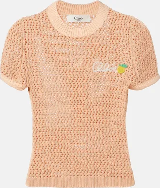 Chlo&eacute; Chlo&eacute; Logo crochet cotton top