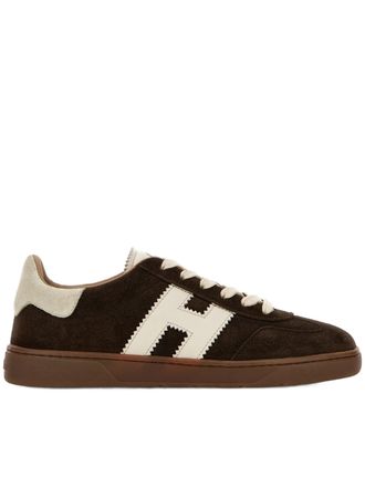 Hogan Dark Brown Suede Low-Top Sneakers With Cream Logo