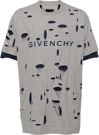 Givenchy distressed layered T-shirt - men - Cotton - S - Grey