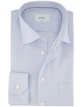 Eton Classic Fit overhemd met borstzak Eton strijkvrij geruit lichtblauw