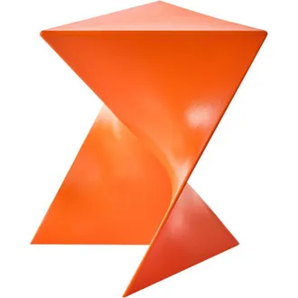 Beliani Mesa Auxiliar De Pl&aacute;stico Tringular Naranja Pecos