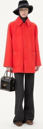 Valentino Cappotto Monopetto Valentino In Drap Di Lana Uomo ROSSO 44