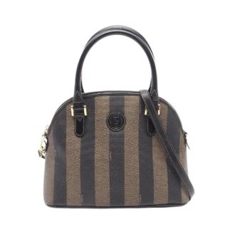 Fendi Pre-owned Handbags, female, Brown, Size: ONE SIZE Pre-owned Pequin PVC Coated Canvas Leather 2way Shoulder Bag