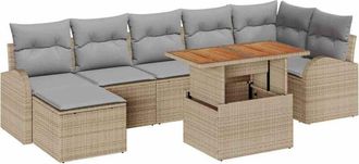 vidaXL Conjunto De Sof&aacute; De Jard&iacute;n 8 Pcs Beige Polirat&aacute;n Vidaxl