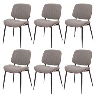 Hhg [nunca Usado] Juego De 6 Sillas De Comedor Hhg-203, Silla De Cocina, Tejido De Madera Curvada (370 G/m&sup2;) Oeko-tex Mvg, Aspecto Nogal, Gris Claro