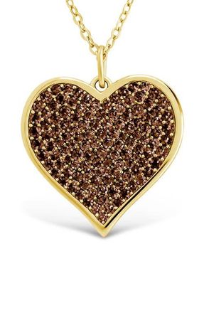Sterling Forever 14k Gold Plated Sterling Silver Chocolate Cubic Zirconia Heart Pendant Necklace at Nordstrom
