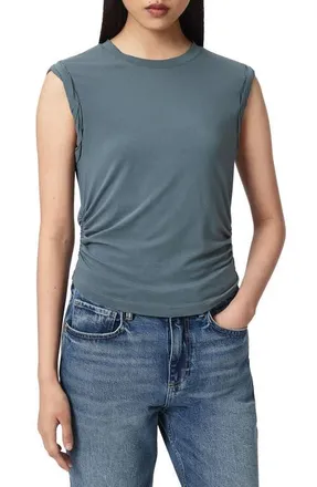 AllSaints West Side Ruched Tank in Lunar Blue at Nordstrom, Size X-Small
