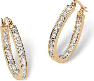 Palm Beach Jewelry 2.52 TCW Round Cubic Zirconia Inside-Out Hoop Earrings in Yellow Goldtone