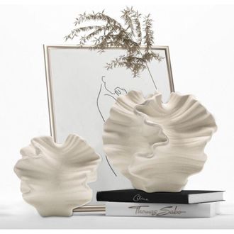 Elle Juego De 2 Jarrones Para Decoraci&oacute;n De Interiores, Jarr&oacute;n De Hierba De La Pampa Con Forma De Flor Blanca, Estilo Bohemio N&oacute;rdico Minimalista, Adecuado