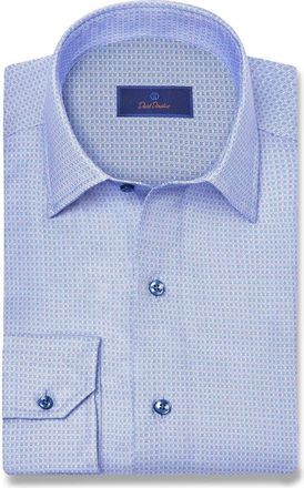 David Donahue Micro Print Sport Shirt in Blue/Purple at Nordstrom, Size Xx-Large