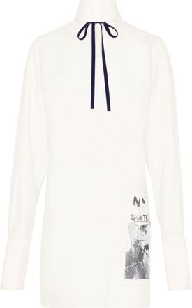 Maison Margiela Invitation graphic-print silk shirt - women - Silk - 38 - White