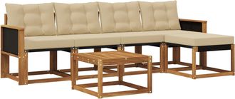 vidaXL Conjunto De Sof&aacute;s De Exterior 6 Uds. Natural Y Beige Vidaxl