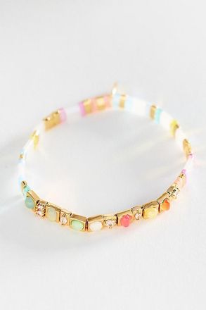 Anthropologie Colorful Beaded Chicklet Stretch Bracelet