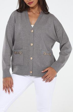 Rain + Rose V-Neck Cardigan in Grey at Nordstrom, Size X-Large