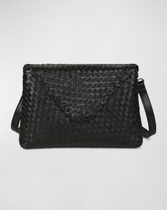 Raf&eacute; New York Jamie Envelope Woven Leather Clutch Bag