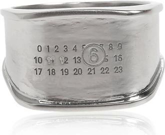 Maison Margiela Accessoires, unisex, Grijs, L, Signet Ring met gegraveerd logo