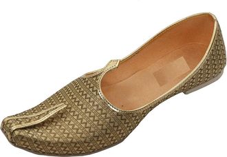 Generic Mens Wedding Jutti Handcrafted Groom Sherwani Mojari US Size 7-12, Gold Mesh, Design a, 5 UK