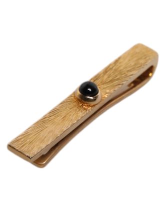 Dolce & Gabbana Mens Black Sapphire Gold Tone Brass Tie Clip Bar Real