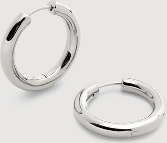 Monica Vinader Sterling Silver Click Medium Hoop Earrings
