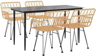 vidaXL Juego De Comedor De Jard&iacute;n 5 Piezas Rat&aacute;n Sint&eacute;tico Vidaxl