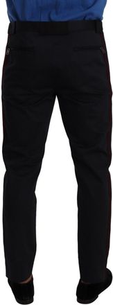 Dolce & Gabbana Mens Cotton-Stretch Side Stripe Chino Blue Nylon Elastane