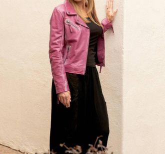 Mauritius Christy Star Leather Jacket In Dark Pink