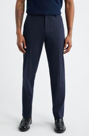 Open Edit Slim Fit Solid Flat Front Stretch Suit Pants in Navy Seaborne at Nordstrom, Size 32