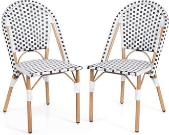 Costway Costway - French Bistro Chair Set of 2 Outdoor Armless Dining Chairs