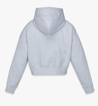 MCM Cropped Cotton French Terry Hoodie - Gray