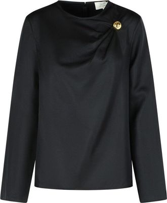 Loulou Studio Azae Blouse Draped In Black Silk