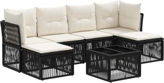 vidaXL Conjunto De Sof&aacute;s De Jard&iacute;n 7 Uds. Negro Rat&aacute;n Sint&eacute;tico Vidaxl