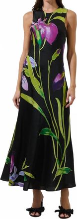 Sugarlips Varkey Floral Satin Dress In Purpleblack